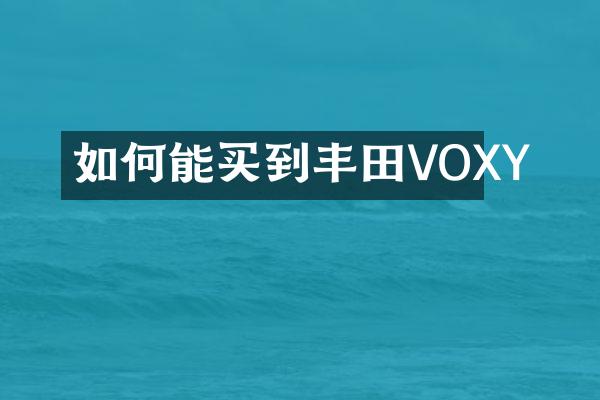 如何能买到丰田VOXY