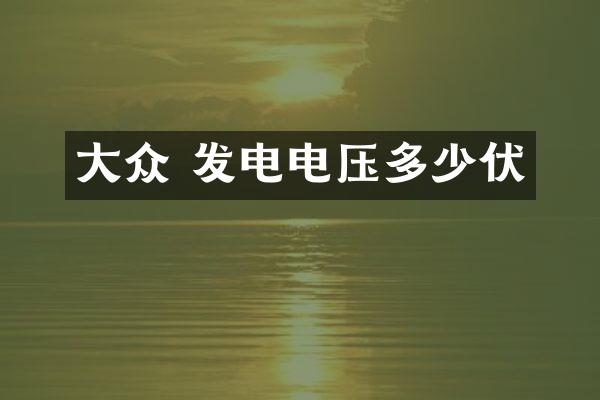 大众 发电电压多少伏