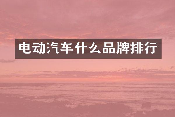 电动汽车什么品牌排行