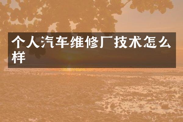 个人汽车维修厂技术怎么样