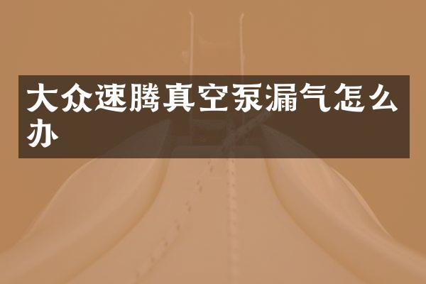 大众速腾真空泵漏气怎么办