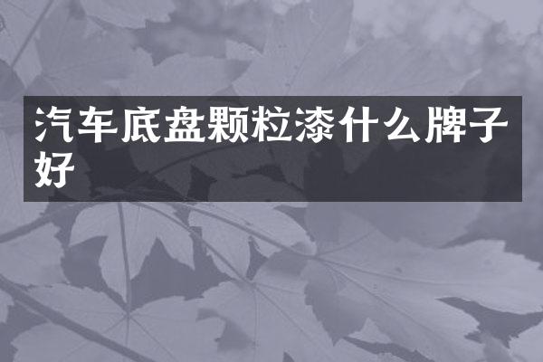 汽车底盘颗粒漆什么牌子好