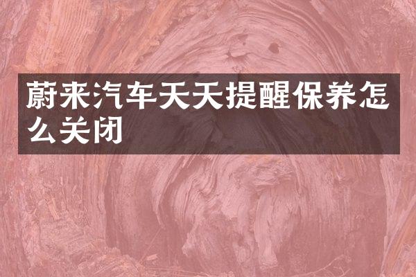 蔚来汽车天天提醒保养怎么关闭