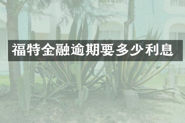 福特金融逾期要多少利息