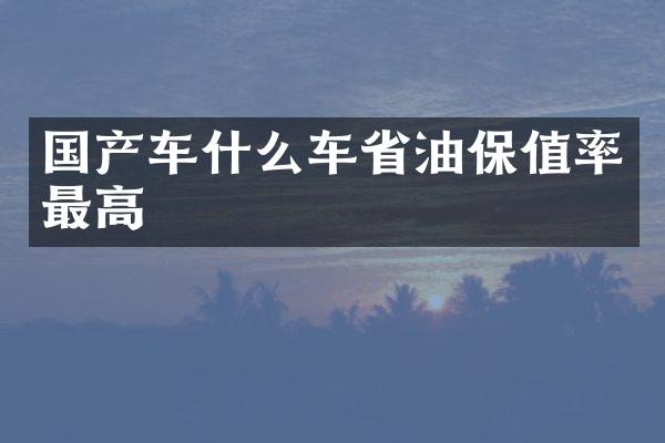 国产车什么车省油保值率最高