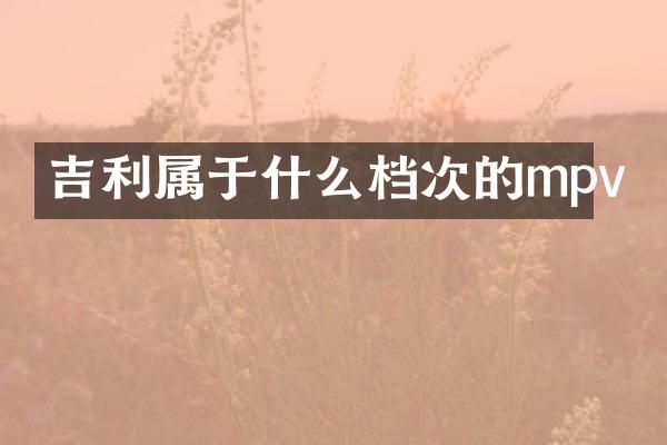 吉利属于什么档次的mpv