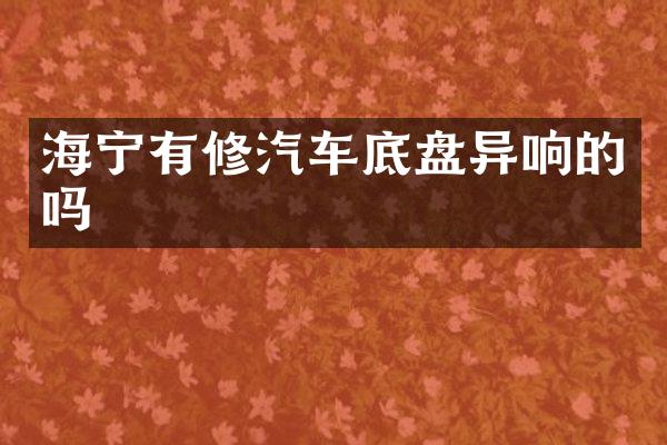 海宁有修汽车底盘异响的吗