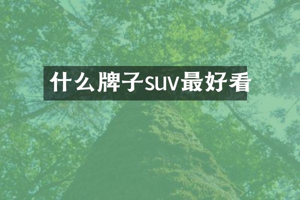 什么牌子suv最好看