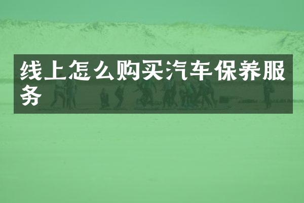 线上怎么购买汽车保养服务