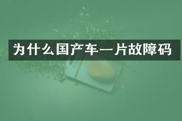 为什么国产车一片故障码