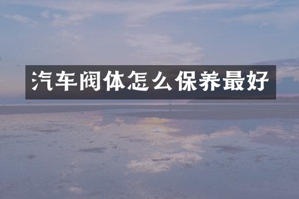 汽车阀体怎么保养最好