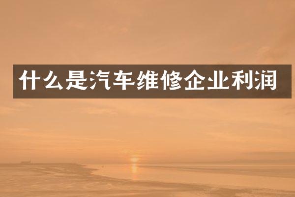 什么是汽车维修企业利润