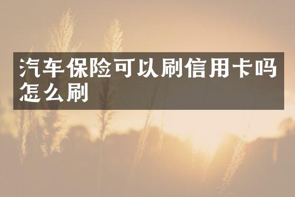 汽车保险可以刷信用卡吗怎么刷