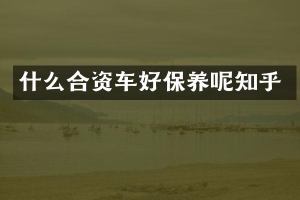 什么合资车好保养呢知乎