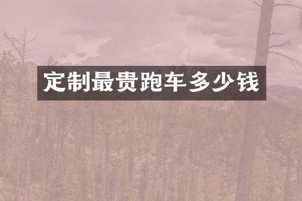 定制最贵跑车多少钱