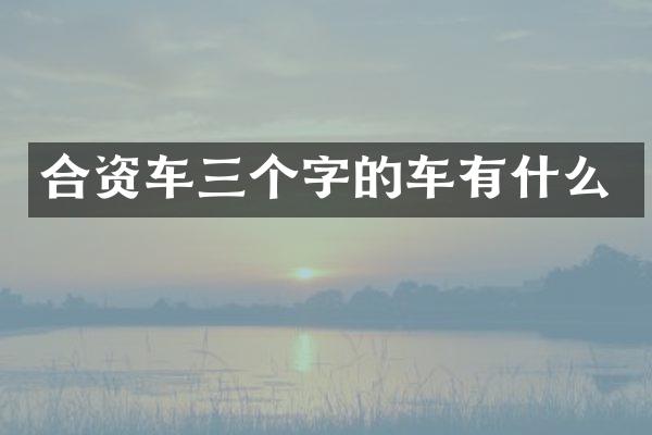 合资车三个字的车有什么