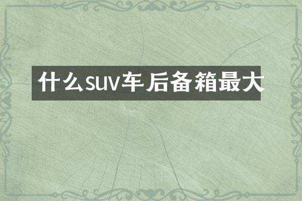 什么suv车后备箱最大