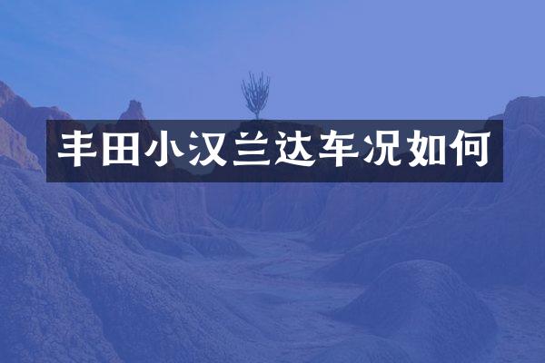 丰田小汉兰达车况如何