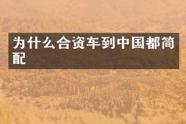 为什么合资车到中国都简配