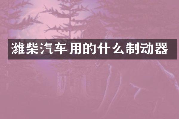 潍柴汽车用的什么制动器