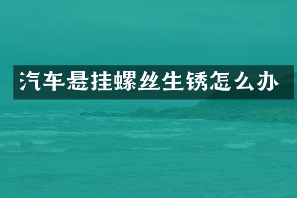 汽车悬挂螺丝生锈怎么办