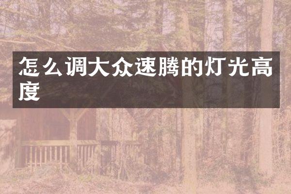怎么调大众速腾的灯光高度