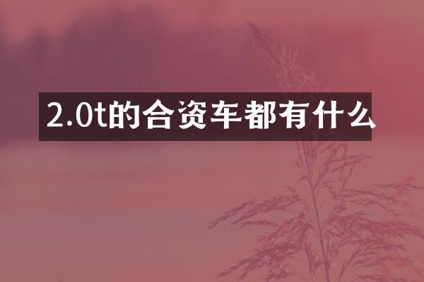 2.0t的合资车都有什么