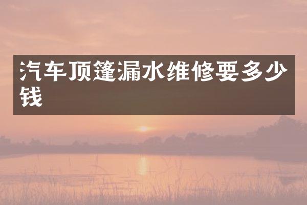 汽车顶篷漏水维修要多少钱