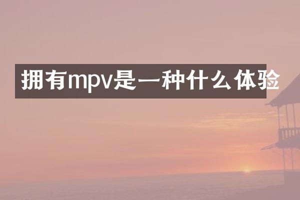 拥有mpv是一种什么体验