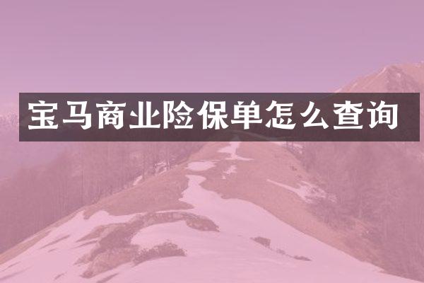 宝马商业险保单怎么查询