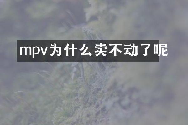 mpv为什么卖不动了呢