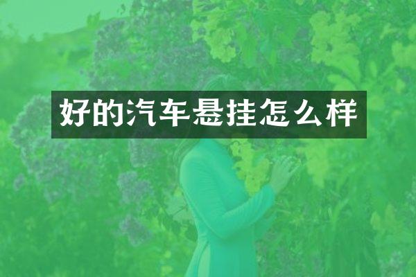 好的汽车悬挂怎么样