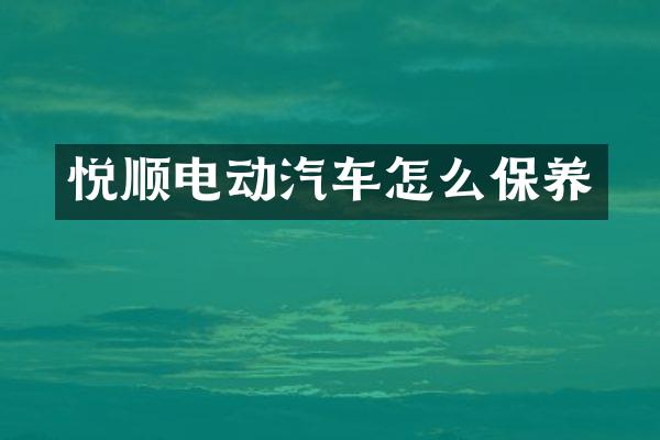 悦顺电动汽车怎么保养