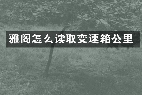雅阁怎么读取变速箱公里