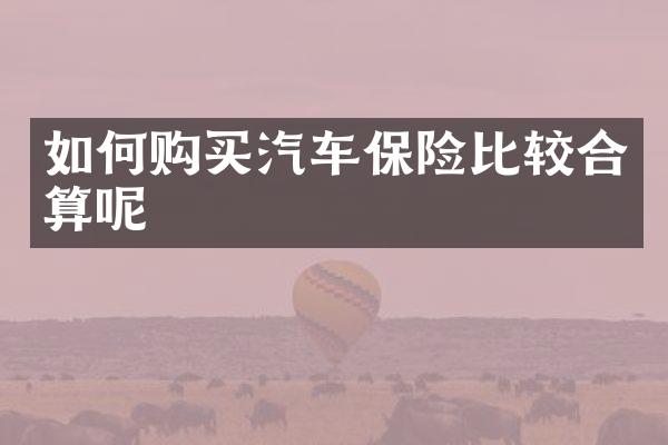 如何购买汽车保险比较合算呢