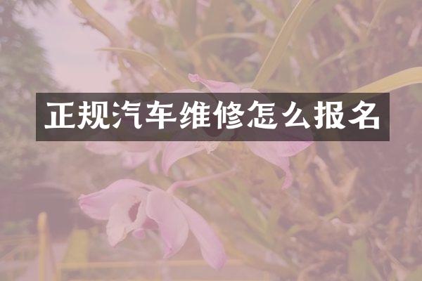 正规汽车维修怎么报名