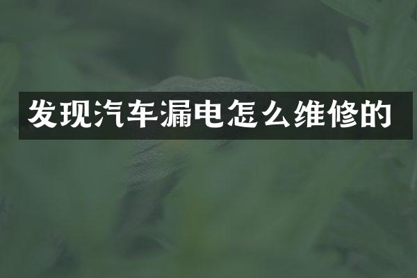 发现汽车漏电怎么维修的
