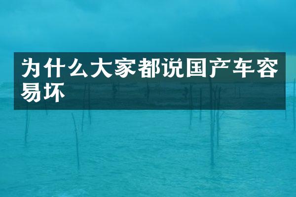 为什么大家都说国产车容易坏