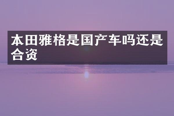 本田雅格是国产车吗还是合资