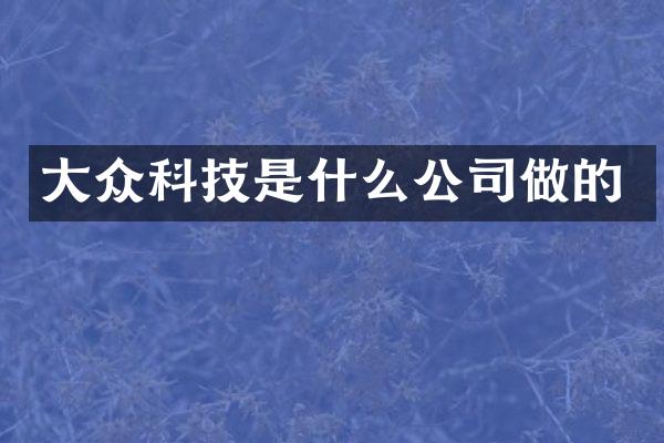 大众科技是什么公司做的