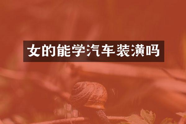 女的能学汽车装潢吗