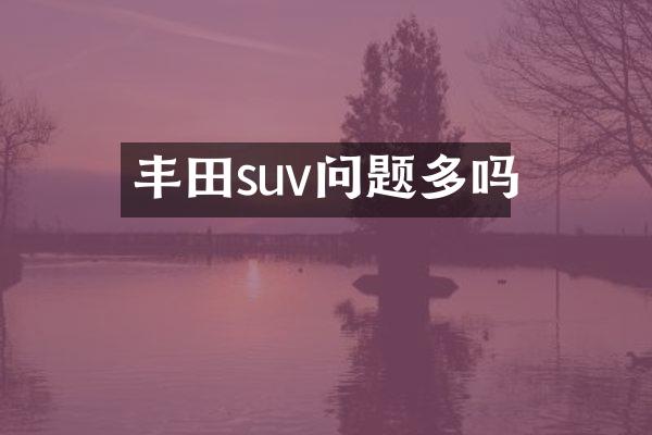 丰田suv问题多吗