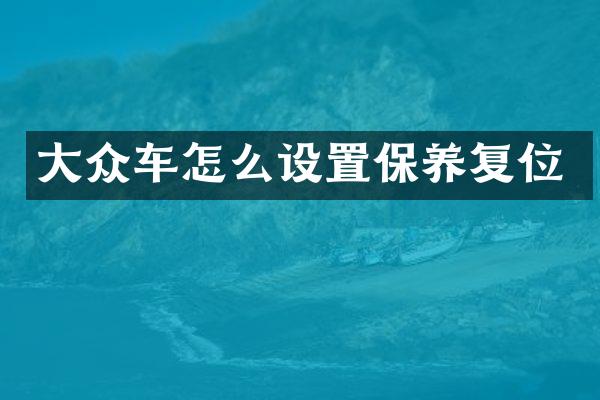 大众车怎么设置保养复位