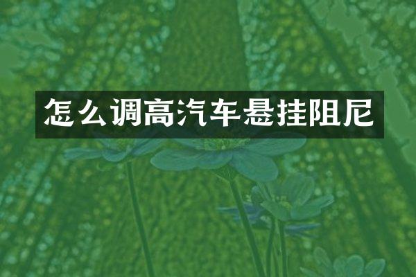 怎么调高汽车悬挂阻尼