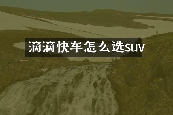 滴滴快车怎么选suv