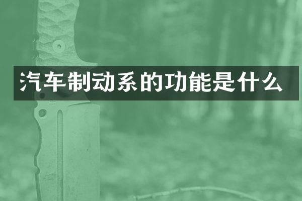 汽车制动系的功能是什么
