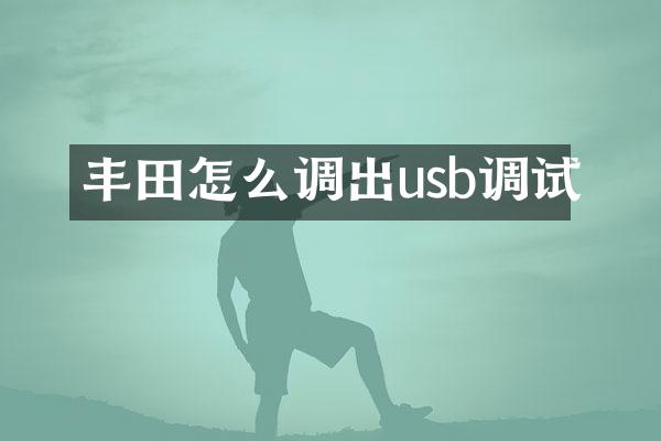 丰田怎么调出usb调试