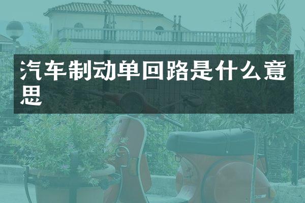 汽车制动单回路是什么意思