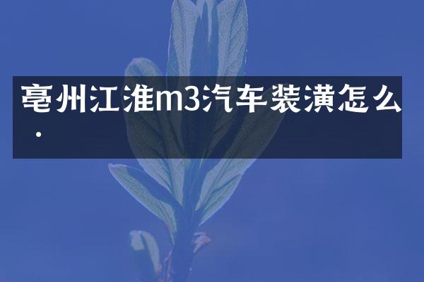 亳州江淮m3汽车装潢怎么样