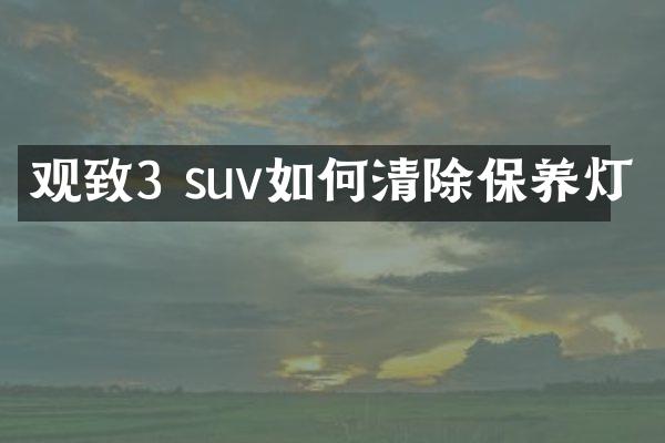 观致3 suv如何清除保养灯